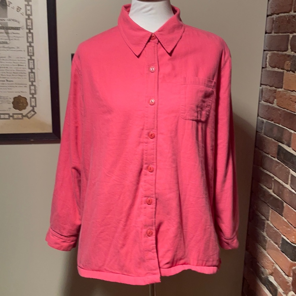 Pink LL BEAN Cotton LONG SLEEVE button down collar